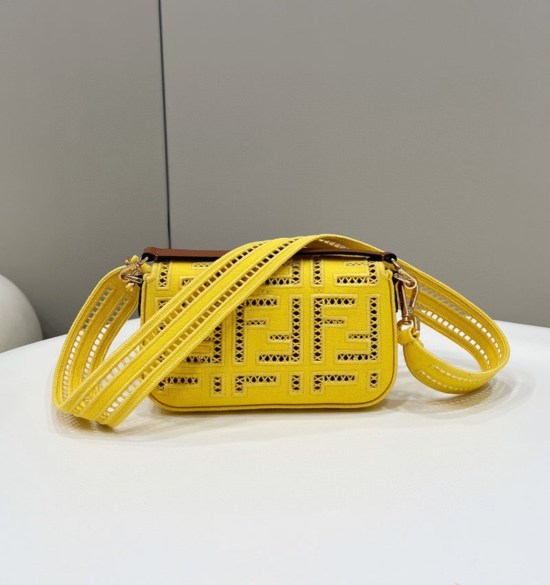 FI Baguette Yellow with Embroidery Small Bag For Woman 21cm/8in