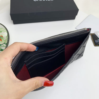 CHL CLASSIC ZIP POUCH LAMBSKIN WALLET BLACK 22CM