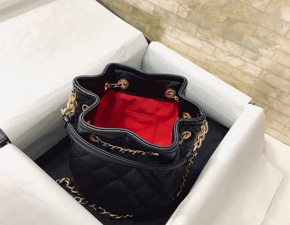 CHL Classic Bucket Bag Gold Toned Hardware Black For Women 7.8in/20cm