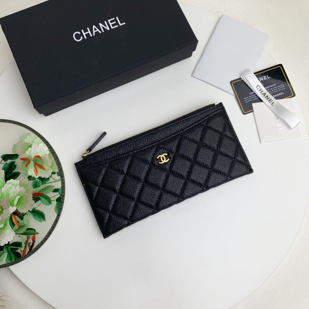 CHL CLASSIC ZIP POUCH CAVIAR WALLET BLACK 22CM