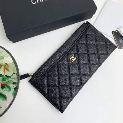 CHL CLASSIC ZIP POUCH CAVIAR WALLET BLACK 22CM