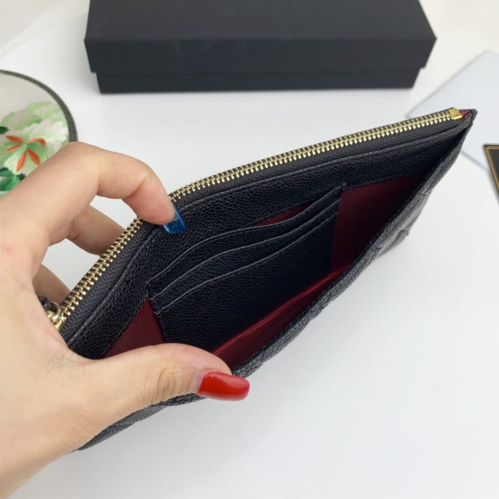 CHL CLASSIC ZIP POUCH CAVIAR WALLET BLACK 22CM