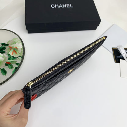 CHL CLASSIC ZIP POUCH CAVIAR WALLET BLACK 22CM