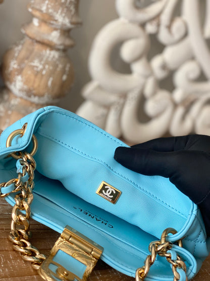 ChanelSmall Hobo Bag Gold Hardware Blue For Women, Women’s Handbags, Shoulder Bags 7.5in/19cm