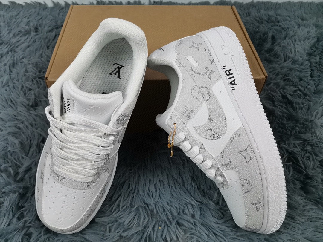  Nike Air Force 1 Low x Louis Vuitton Virgil Abloh &#8216;White Grey&#8217; For Men 