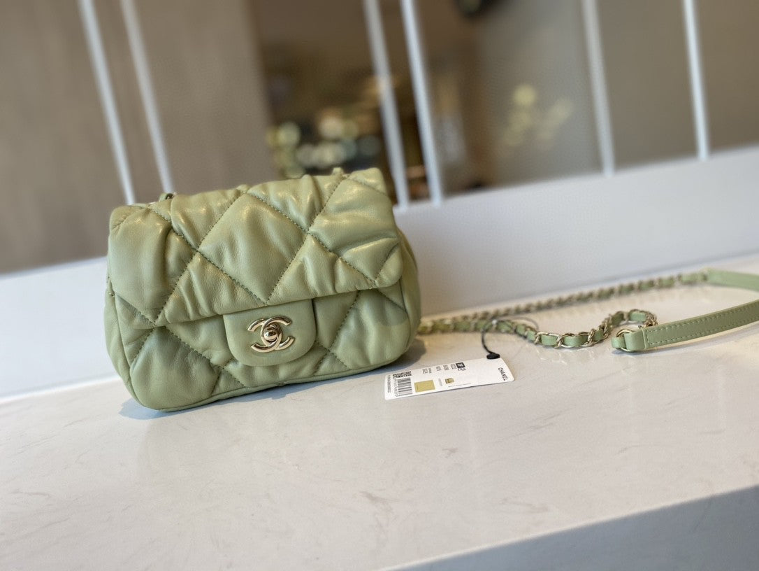 ChanelSmall Flap Bag Gold Hardware Green For Women, Women’s Handbags, Shoulder Bags 7.5in/19cm AS2232