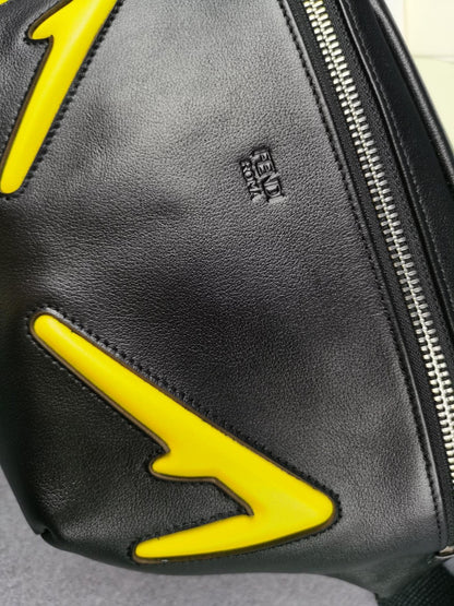FI Little Monster Belt Bag Black/Yellow For Men, Men&#8217;s Bags 7.9in/20cm FF