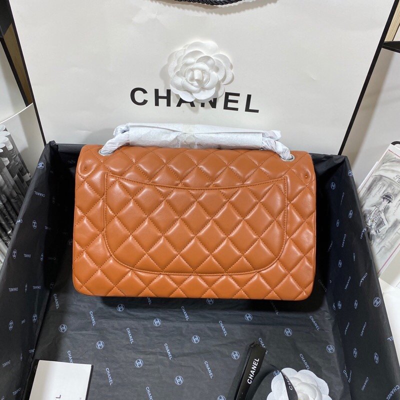 ChanelLarge Classic Handbag Silver Hardware Brown For Women, Women’s Handbags, Shoulder Bags 11.8in/30cm