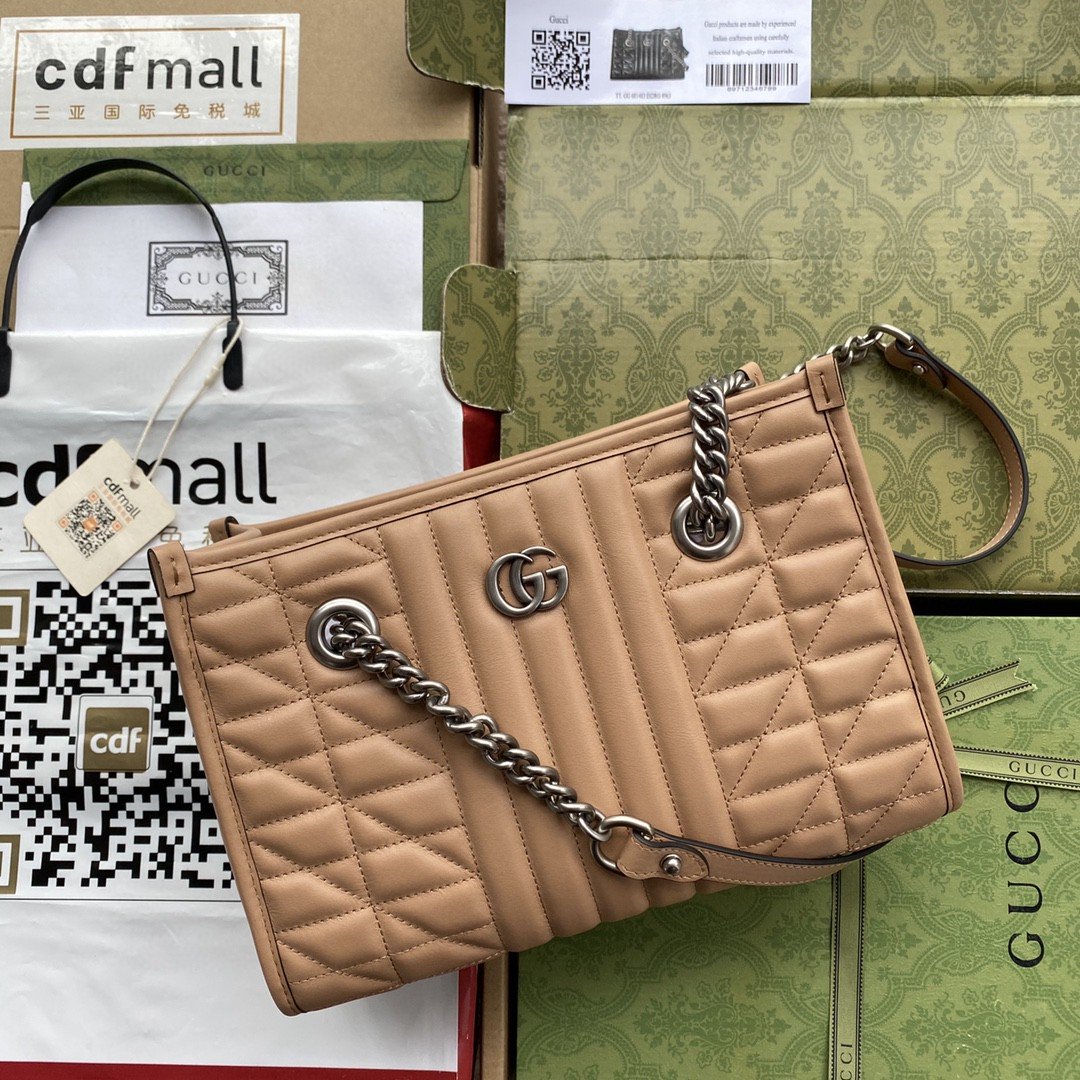 gg Marmont Medium Tote Bag Brown For Women 10.2in/26.5cm gg