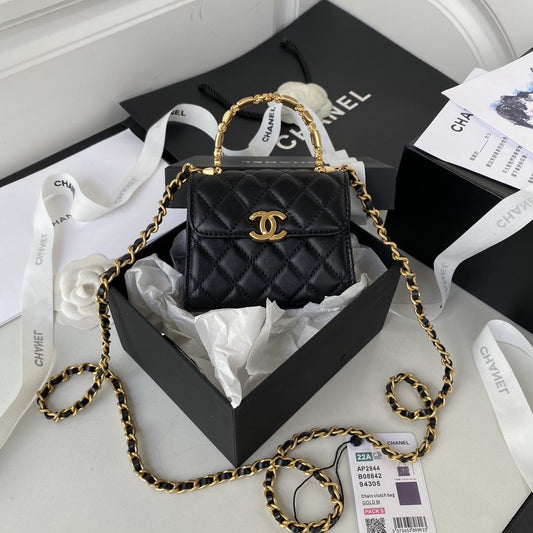 Chanel Clutch With Chain Gold Hardware Black For Women, Women’s Handbags, Shoulder Bags 5.7in/14.5cm AP2945