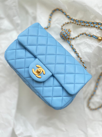 ChanelMini Flap Bag Blue For Women, Women&#8217;s Bags 7.9in/20cm