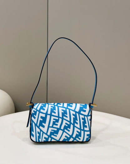FI Mini Baguatte 1997 Blue Glazed Bag For Woman 19.5cm/7.5in