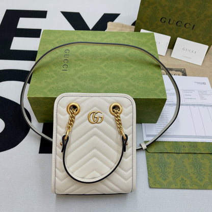 gg Marmont Matelasse Mini Bag White For Women, Women&#8217;s Bags 7.5in/19cm gg ‎696123 DTDHT 9022