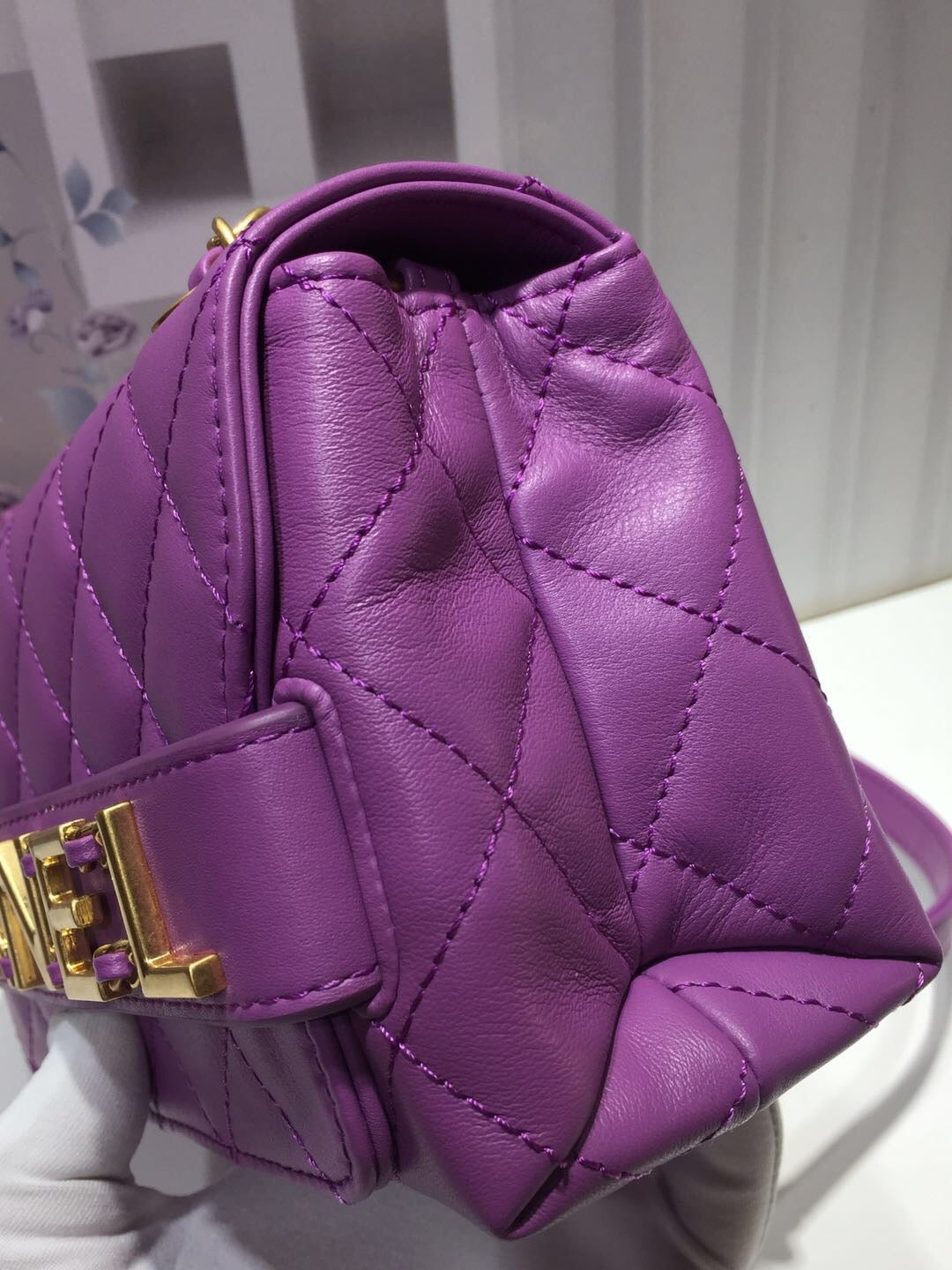 ChanelFront Logo Small Flap Bag Gold Hardware Purple For Women, Women’s Handbags, Shoulder Bags 8.2in/21cm AS1490