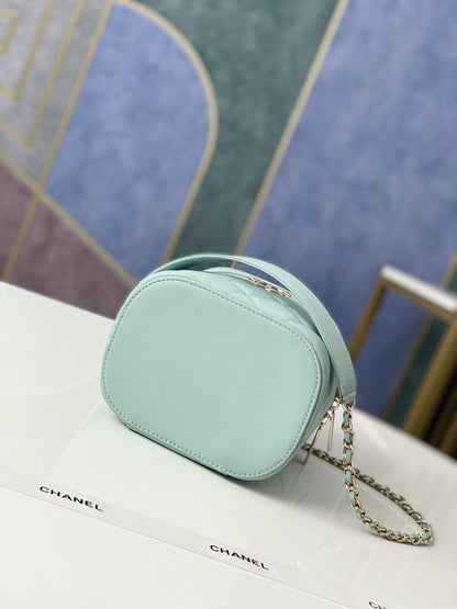 ChanelVanity Case Gold Hardware Light Green For Women, Women’s Handbags, Shoulder Bags 9.4in/24cm 