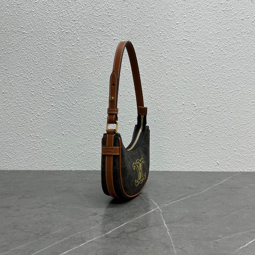 CE Triope Heart Embroidered Mini Abba – Triope Canvas Brown For Women 6.4in/16cm 10I602EB1.04LU