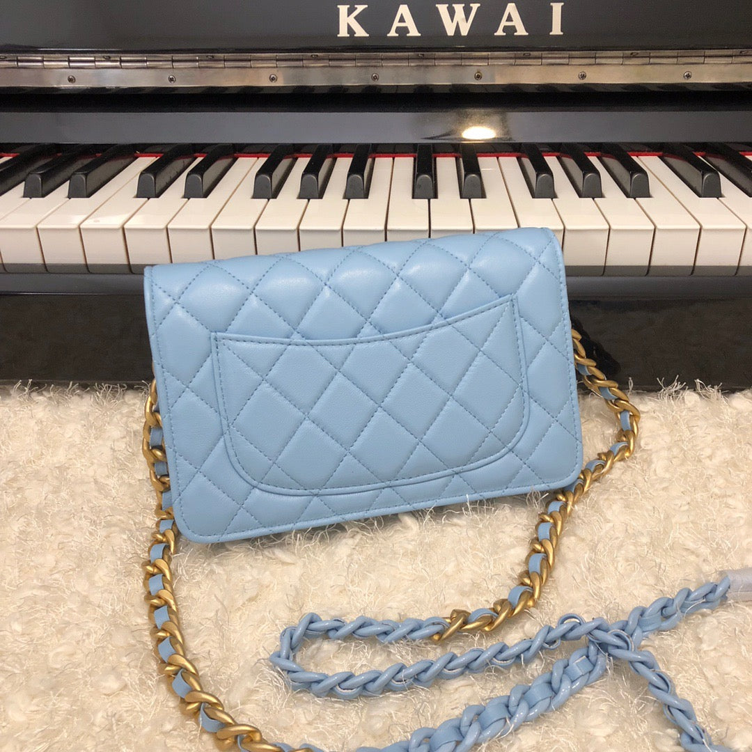 ChanelOriginal Small Classic Flap Bag Gold Hardware Blue For Women, Women’s Handbags, Shoulder Bags 7.5in/19cm AP33814