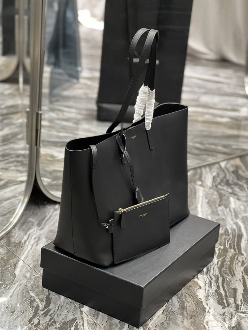 YSSL Shopping E/W Tote Bag Black With Gold Hardware For Women 14.5in/38cm YSL 600281CSV0J1000