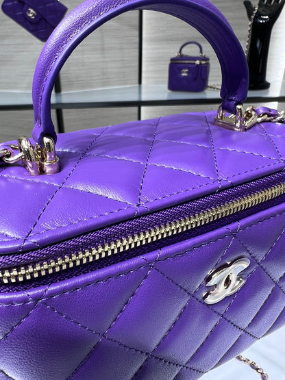 ChanelVanity With Chain Silver Hardware Purple For Women, Women’s Handbags, Shoulder Bags 6.7in/17cm