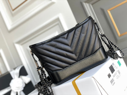 Chanel CO-CO Gabrielle Hobo Bag Black For Women 7.8in/20cm