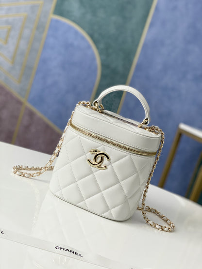 ChanelVanity Case Gold Hardware White For Women, Women’s Handbags, Shoulder Bags 9.4in/24cm 