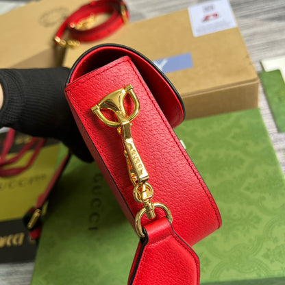 gg x Adidas Horsebit 1955 Mini Bag Red For Women, Women&#8217;s Bags 8.1in/21cm gg 658574 U3ZDG 6563