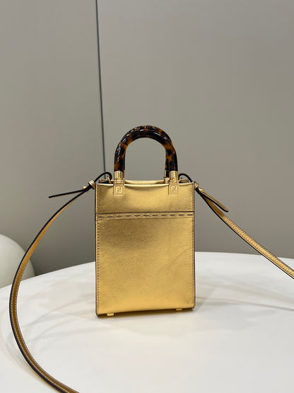 FI Mini Sunshine Shopper Gold For Women, Women&#8217;s Handbags, Shoulder And Crossbody Bags 7.1in/18cm FF 8BS051AJH7F1GNN
