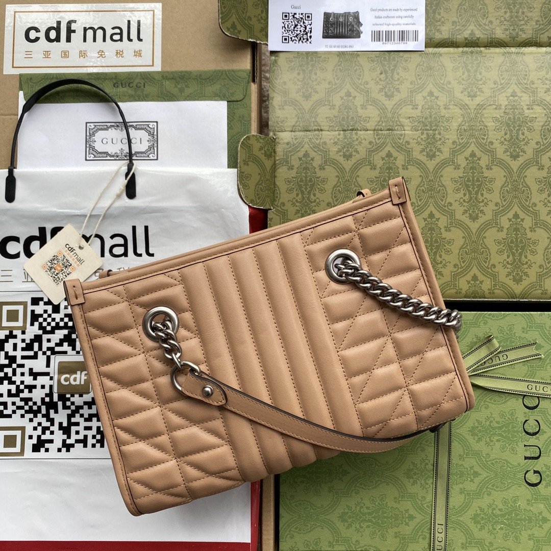 gg Marmont Medium Tote Bag Brown For Women 10.2in/26.5cm gg