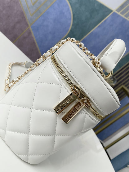 ChanelVanity Case Gold Hardware White For Women, Women’s Handbags, Shoulder Bags 9.4in/24cm 