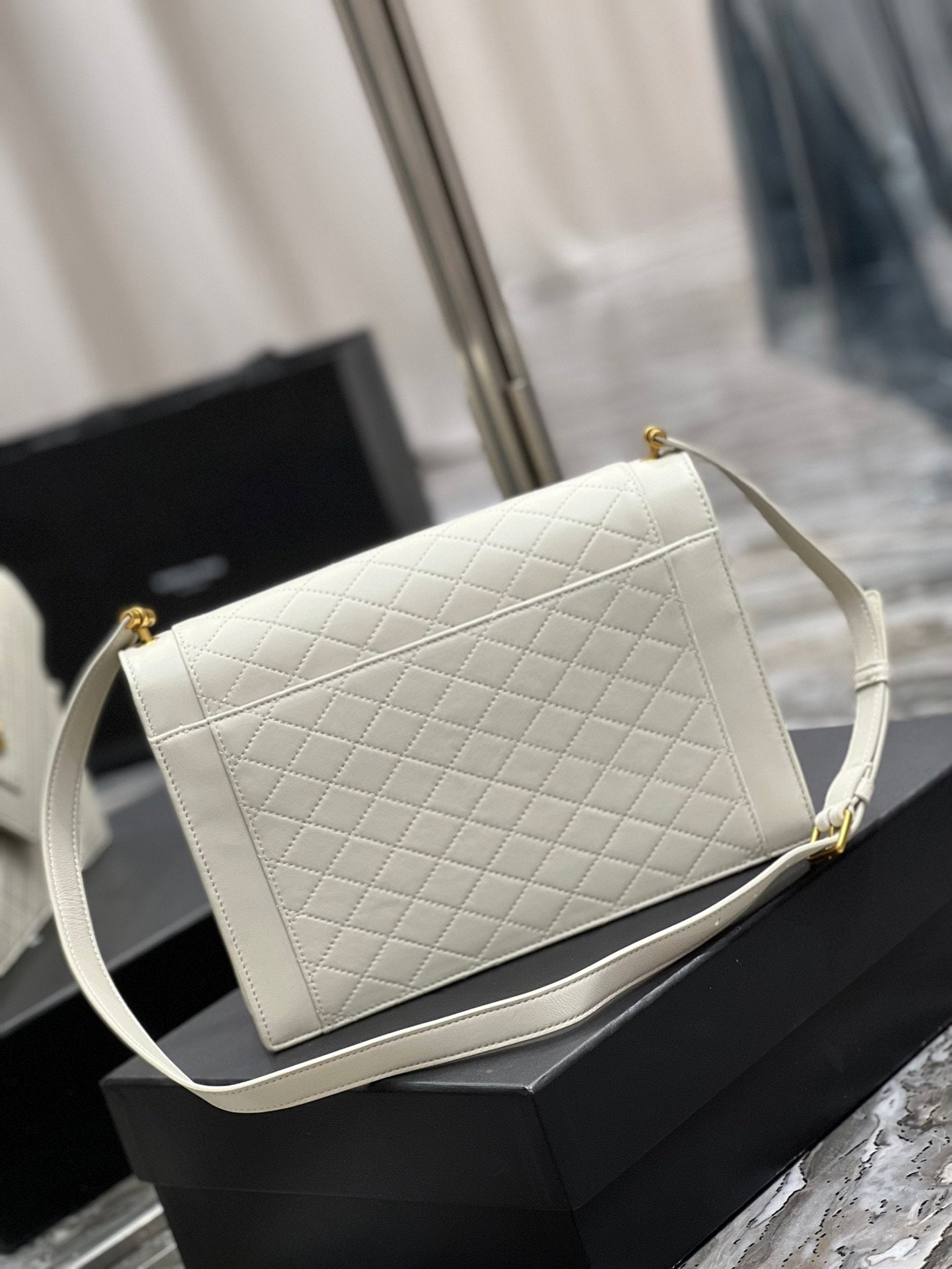 YSSL Gaby Satchel Bag In White With Gold Toned Hardware For Women 10.2in/26cm YSl 6688631EL079207