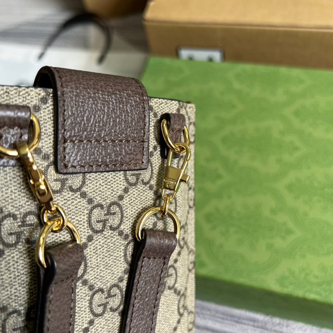 gg Superme Mini Bag Beige And Ebony gg Supreme Canvas  For Women 6.7in/17cm gg 