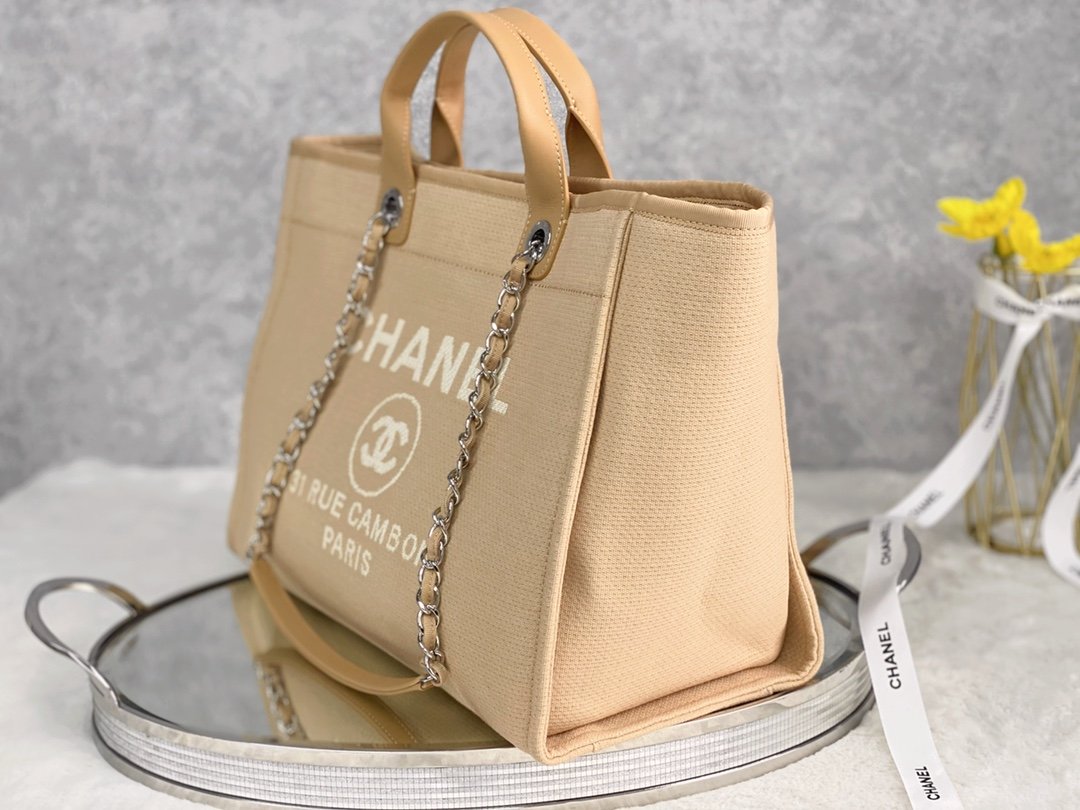 ChanelSmall Shopping Bag Silver Hardware Raffia For Women, Women’s Handbags, Shoulder Bags 15.2in/39cm AS3257