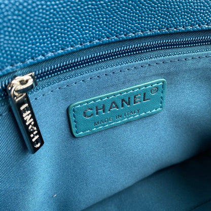 ChanelFlap Bag Red Hardware Grained Blue For Women, Women’s Handbags, Shoulder Bags 9.4in/24cm AS2303