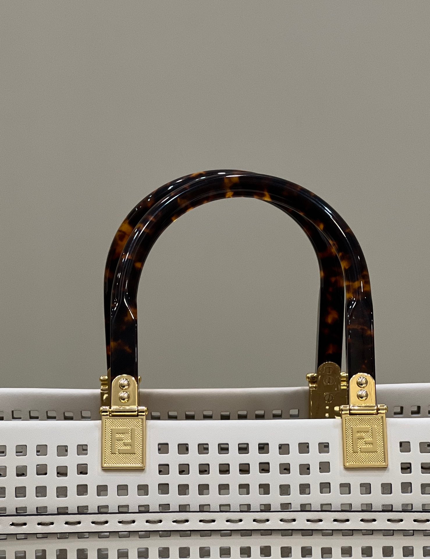 FI FI Sunshine Medium Two-toned perforated Bag For Woman 37cm/14.5in