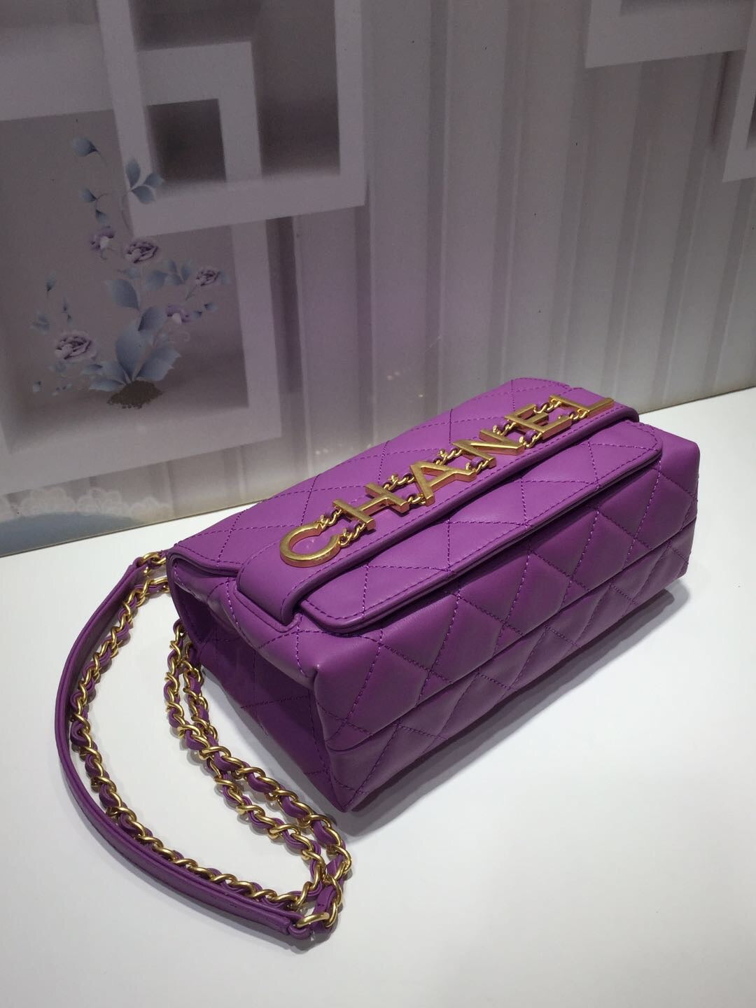 ChanelFront Logo Small Flap Bag Gold Hardware Purple For Women, Women’s Handbags, Shoulder Bags 8.2in/21cm AS1490