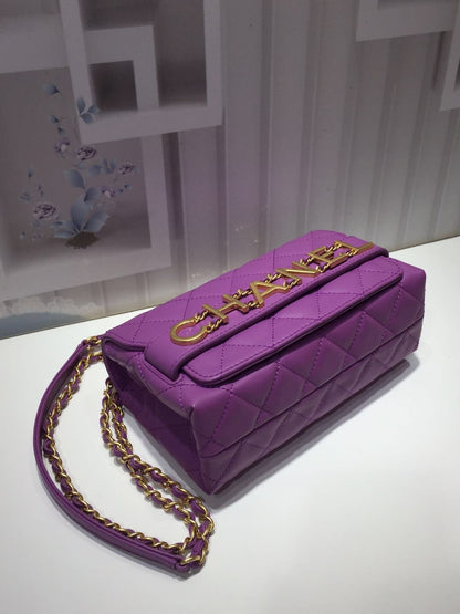 ChanelFront Logo Small Flap Bag Gold Hardware Purple For Women, Women’s Handbags, Shoulder Bags 8.2in/21cm AS1490