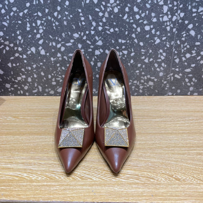 Valentino Garavani One Stud Pump With Maxi Stud Crystals Brown For Women WS0FH8XIC