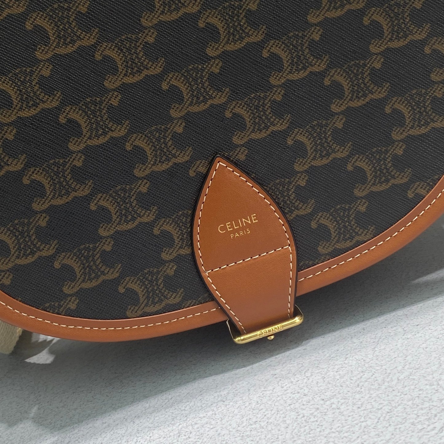 CE Large Strap Folco Bag In Triomphe Canvas Brown For Women 9in/22cm 196932BZJ.04LU