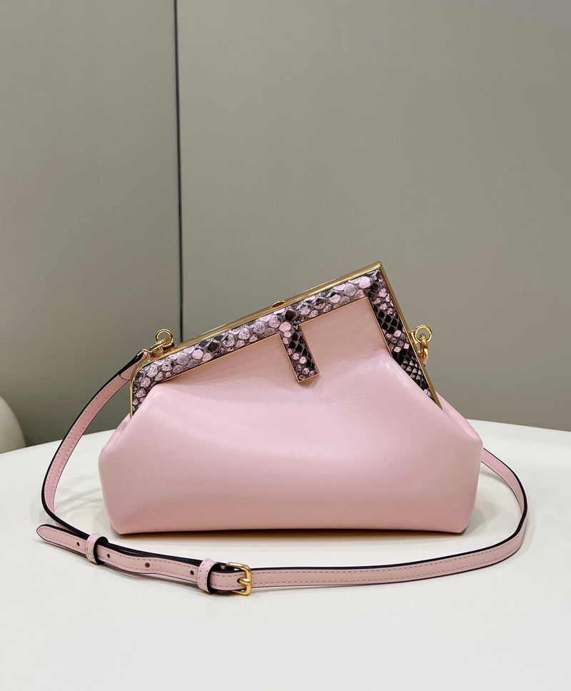 FI First Small Pink and Pink python Bag For Woman 26cm/10in