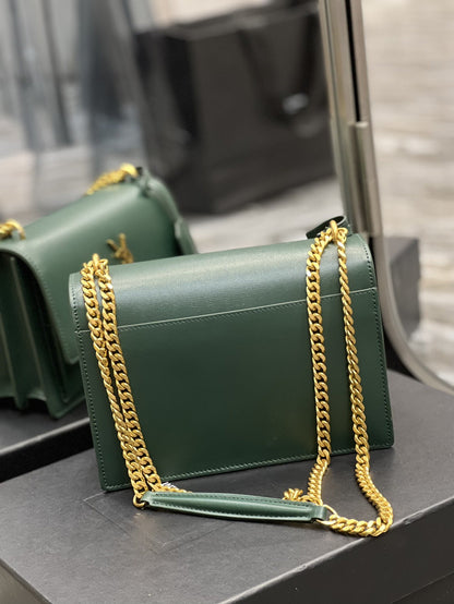 YSSL Sunset Medium Chain Bag For Women 8.6in/22cm Green YSL