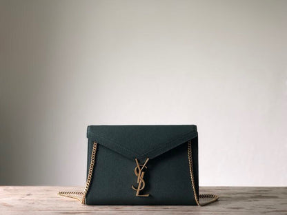 YSSL Cassandra Flap-Front Crossbody Bag Dark Green For Women 8.7in/22cm YSL