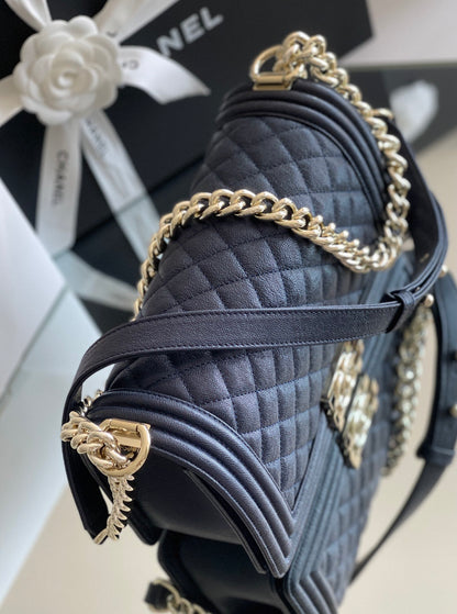 ChanelMedium Boy Handbag Dark Blue For Women 9.8in/25cm A67086