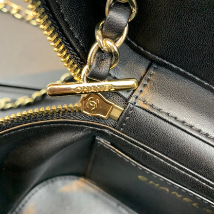 ChanelVanity Case Gold Hardware Black For Women, Women’s Handbags, Shoulder Bags 7.9in/20cm AS2061 