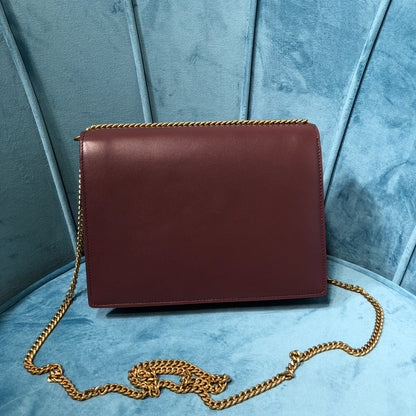 YSSL Cassandra Medium Chain Bag Burgundy For Women 8.7in/22cm YSL 532750BOW0W6008