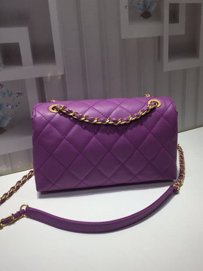 ChanelFront Logo Small Flap Bag Gold Hardware Purple For Women, Women’s Handbags, Shoulder Bags 8.2in/21cm AS1490