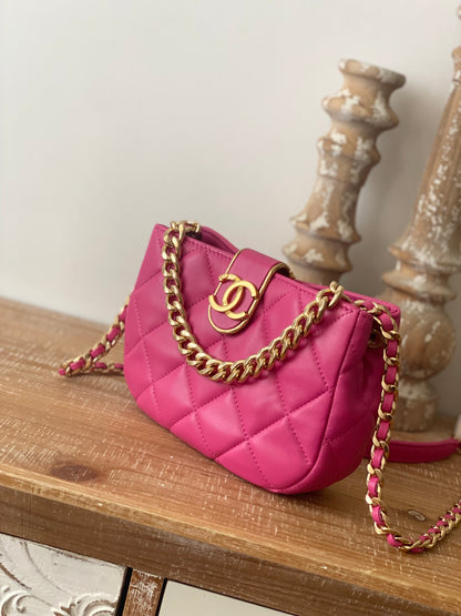 ChanelSmall Hobo Bag Gold Hardware PiNike For Women, Women’s Handbags, Shoulder Bags 7.5in/19cm