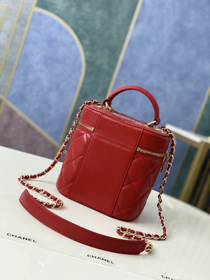 ChanelVanity Case Gold Hardware Burgundy For Women, Women’s Handbags, Shoulder Bags 9.4in/24cm 
