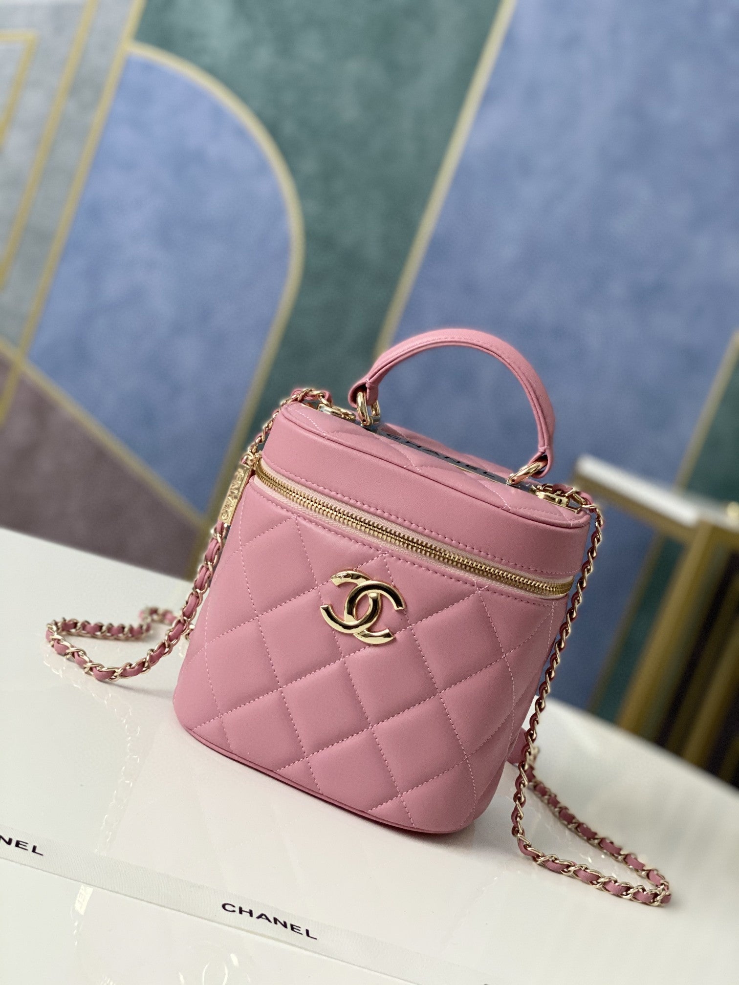 ChanelVanity Case Gold Hardware PiNike For Women, Women’s Handbags, Shoulder Bags 9.4in/24cm