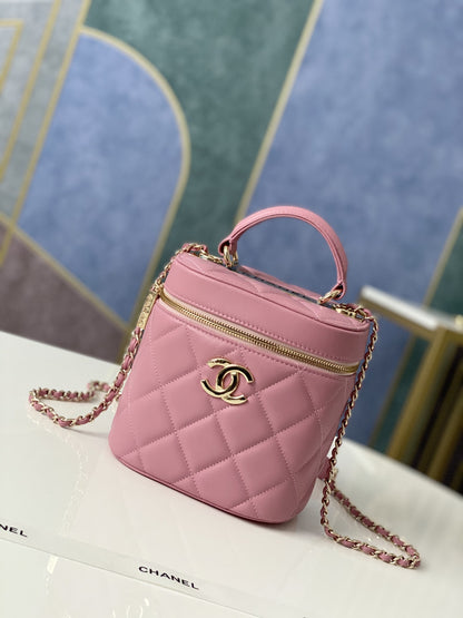 ChanelVanity Case Gold Hardware PiNike For Women, Women’s Handbags, Shoulder Bags 9.4in/24cm