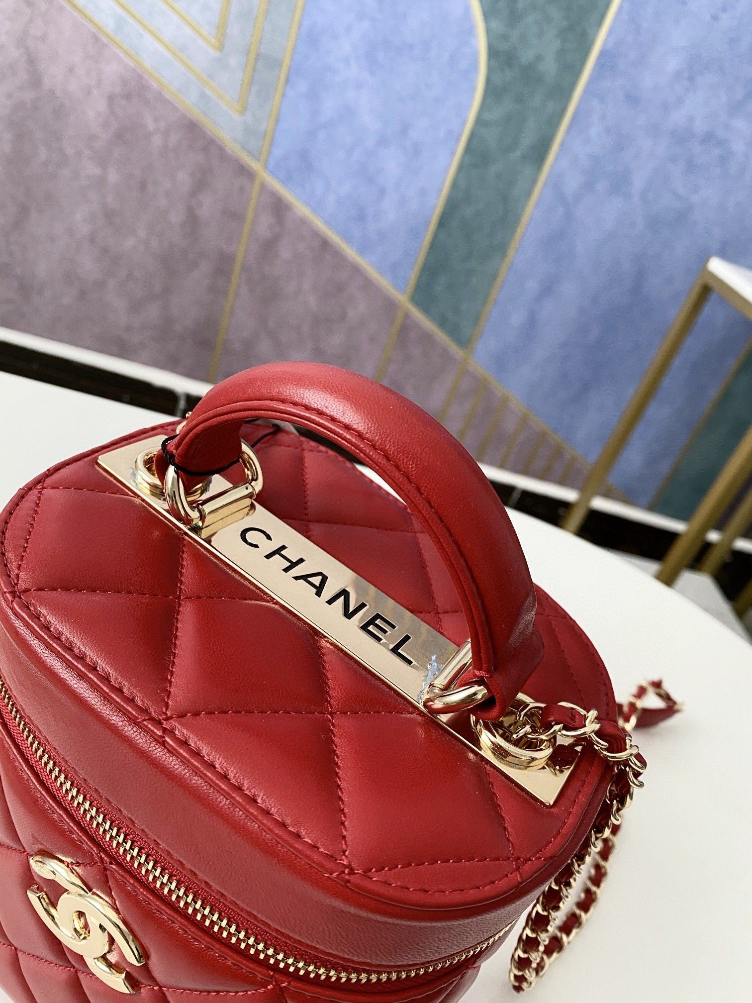 ChanelVanity Case Gold Hardware Burgundy For Women, Women’s Handbags, Shoulder Bags 9.4in/24cm 